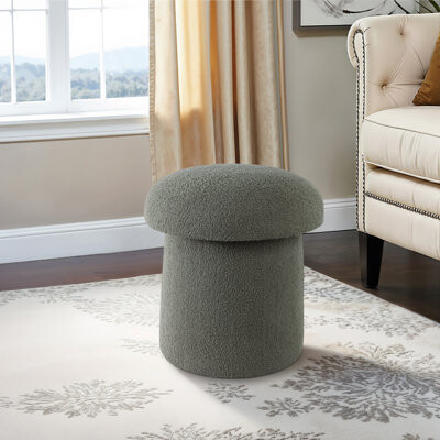Ottoman Velvet Wood Mushroom Shape 17"X17"X17" Boho Glam Accent For Home Office Bedroom Living Room