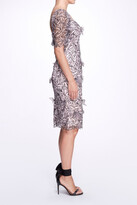 Thumbnail for your product : Marchesa Notte Short Sleeve Envelope Neck Embroidered Organza Cocktail Dress