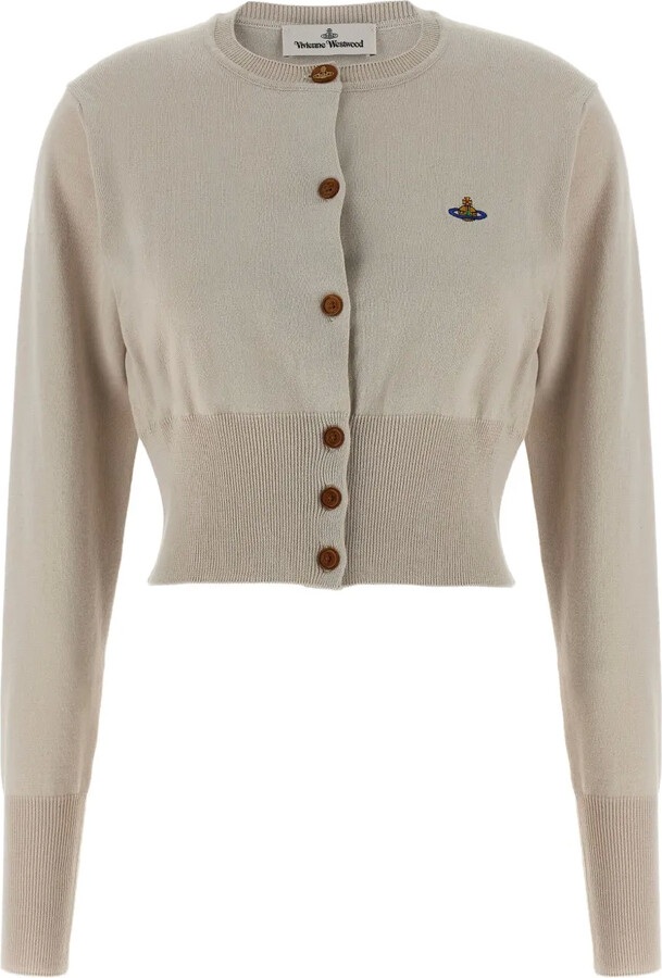 Vivienne Westwood Embroidered-Logo Crop-Length Cardigan