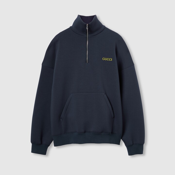 Jersey half-zip jacket with patch