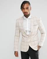 Thumbnail for your product : ASOS Super Skinny Blazer In Putty Windowpane Check