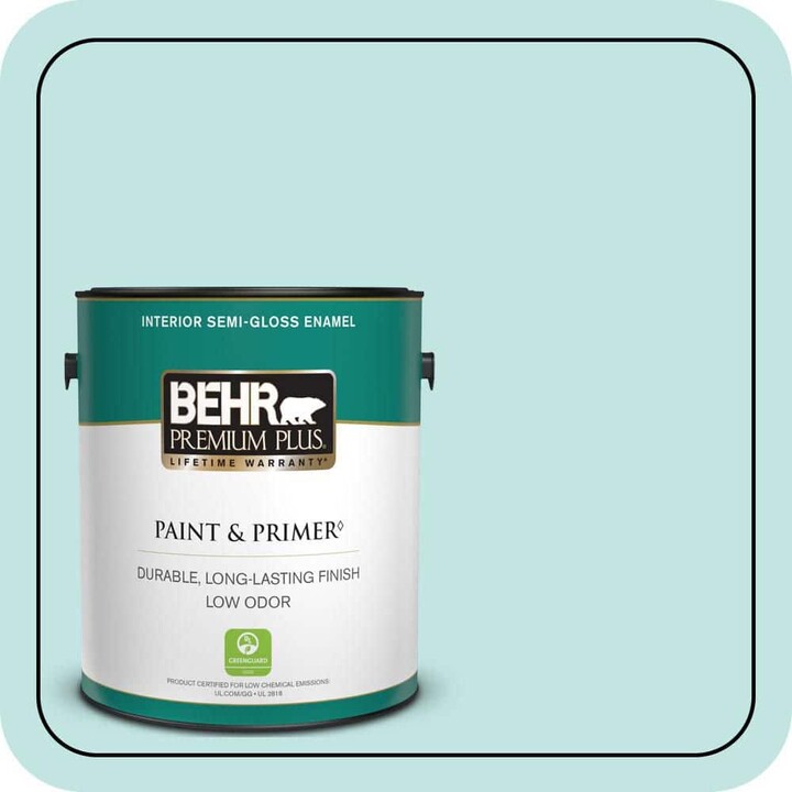 BEHR PREMIUM PLUS 1 gal. #510C-2 Windwood Spring Semi-Gloss Enamel Low Odor Interior Paint & Primer