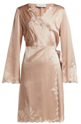 Carine Gilson Lace Trimmed Silk Satin Robe - Womens - Light Pink
