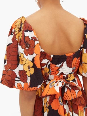 Dodo Bar Or Sweetheart-neckline Floral-print Dress - Brown Print