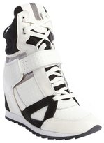 Thumbnail for your product : Rachel Zoe white and black leather 'Geri' wedge heel high top sneakers