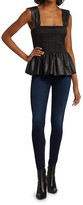 Thumbnail for your product : STAUD Ida Smocked Faux Leather Top