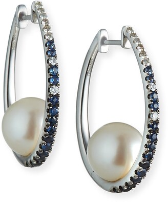Siena Jewelry Gradient Blue Sapphire Pearl Earrings
