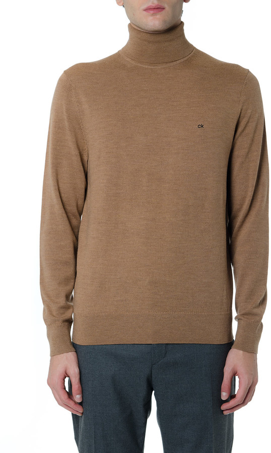 Calvin Klein Light Brown Turtle-neck 