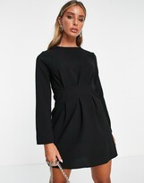Thumbnail for your product : ASOS DESIGN nipped in waist long sleeve mini dress in black