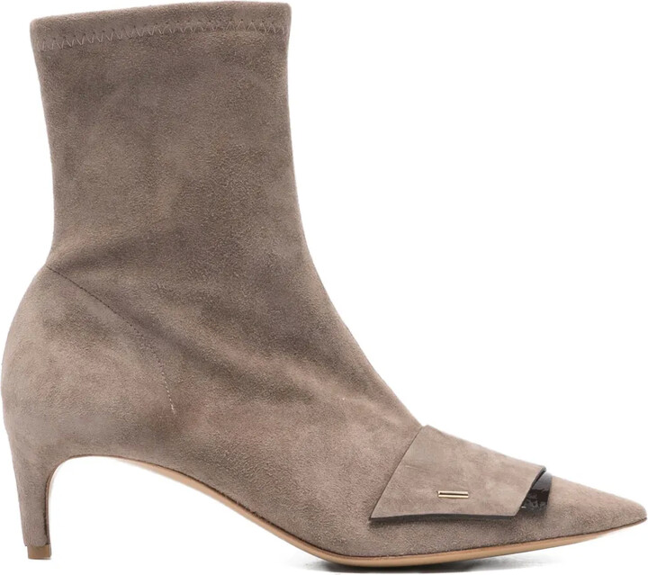 Del Carlo Pointed-Toe Suede Ankle Boots