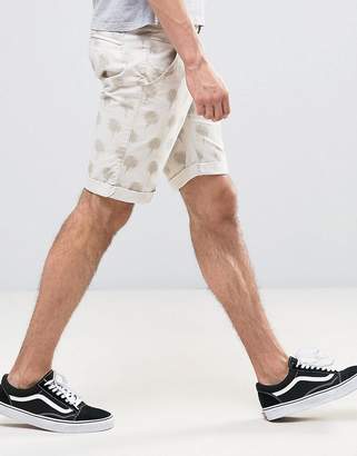 Bellfield Chino Shorts In Palm Print With Belt