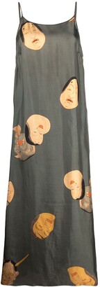 UMA WANG Faces-Print Midi Dress