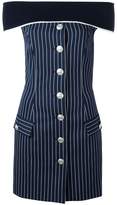 Thumbnail for your product : Pierre Balmain pinstripe off-shoulder dress