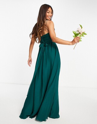 ASOS DESIGN Bridesmaid cami maxi dress with ruched bodice and tie waist