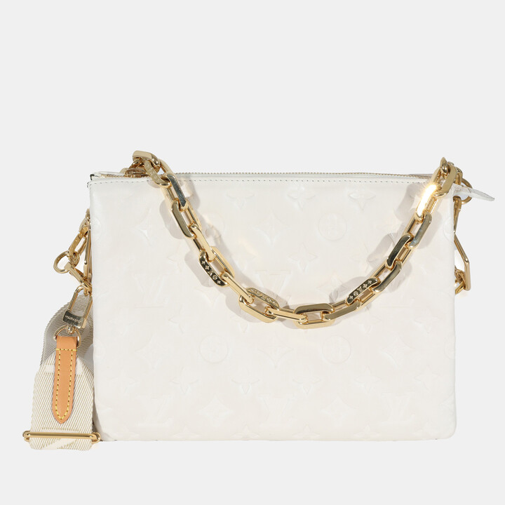 Louis Vuitton Cream Puffy Lambskin Monogram Coussin PM bag - ShopStyle