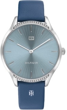 tommy hilfiger blue leather watch