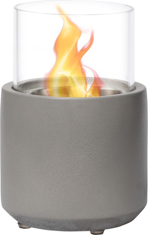 Tabletop Fireplace, Mini Concrete Ethanol Fire Bowl with Lid