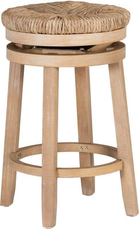 Powell Company Mesquite 25.5 in. Natural Backless Wood Counter Stool with Seagrass Seat
