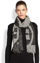 Thumbnail for your product : Tory Burch Dotted Pony Logo-Print Wool Scarf