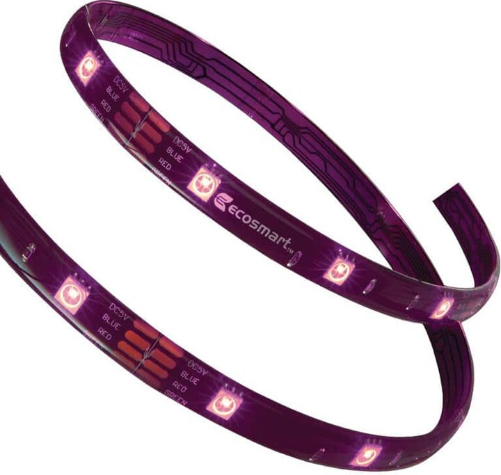 Eco Smart 9.8 ft. RGB Color Changing Dimmable USB Powered LED Black Strip Light with Remote Control