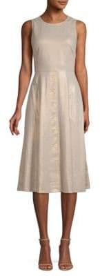 Donna Karan Women's Sleeveless Buttoned Midi Dress - Gold - Size 2
