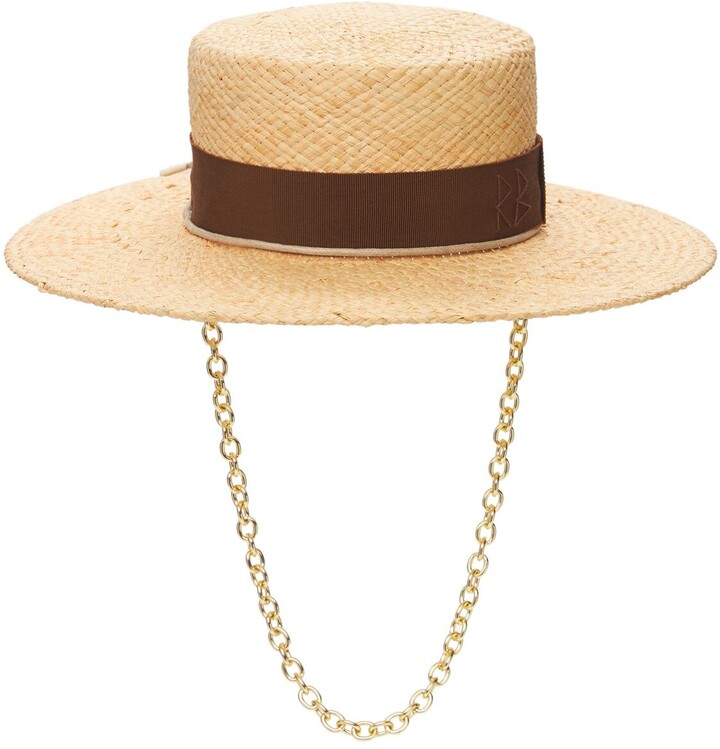 Ruslan Baginskiy Chain Strap Straw Boater Hat - ShopStyle