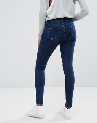 Pieces Rika Skin Tight Raw Ankle Jeans