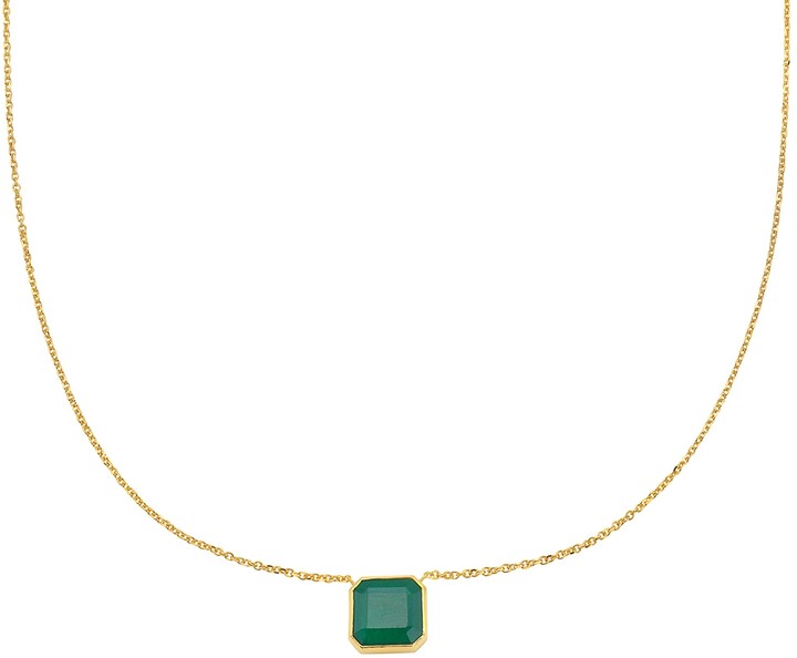 Fine Jewelry Emerald Cut Bezeled Emerald Necklace 14k gold - ShopStyle
