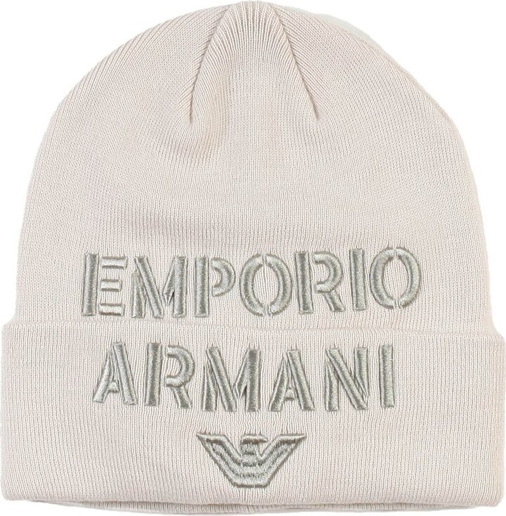 Emporio Armani Kids Logo Embroidered Beanie