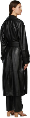 Nanushka Black Vegan Leather Amal Trench Coat