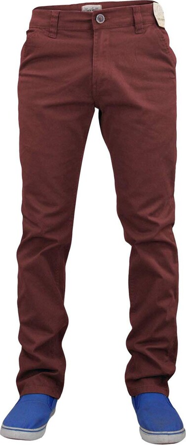 Jack South Mens Chinos Trousers Slim Fit Jeans Stretch Straight Leg Pants  Work Bottoms Booho Wine 32R - ShopStyle