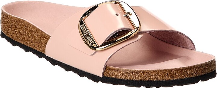 Madrid Narrow Big Buckle Natural Paten Patent Sandal