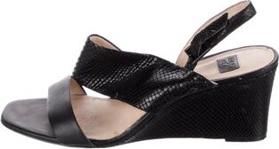Louise et Cie Leather Slingback Pumps Black Printed Square-Toes Buckle Closure at Ankles Unfortunately, due to restrictions, this item may not be eligible for shipping in all areas. | Louise et Cie Leather Printed Slingback Pumps in Black, Women's 9