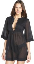 Thumbnail for your product : Burberry black cotton v-neck bell sleeves coverup