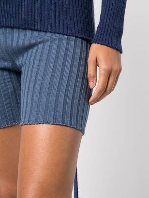 Thebe Magugu Ribbed Knit Cotton Shorts