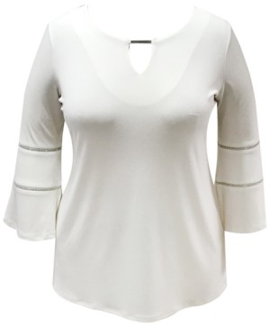 JM Collection Plus Size Bell-Sleeve Keyhole Top, Created for Macy's