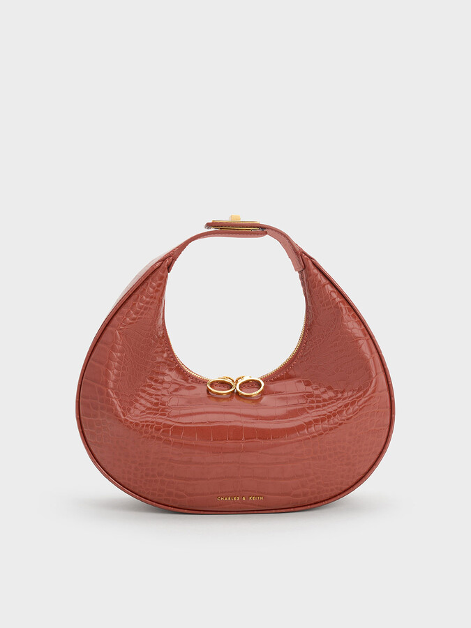 Charles Keith Croc-Embossed Crescent Hobo Bag ShopStyle