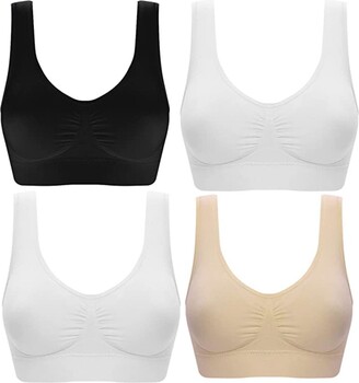 Eleplus 4 Pieces Comfy Cami Bra Ribbed Bralettes for Women Wireless Crop  Tops Yoga Sleep Bras 4 Pack