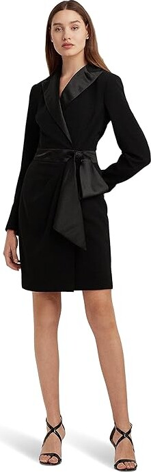Lauren Ralph Lauren Crepe Long-Sleeve Cocktail Dress (Black) Women's Dress  - ShopStyle