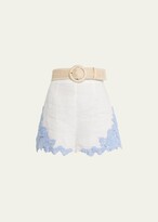 Thumbnail for your product : Zimmermann Raie Embroidered Trim Shorts