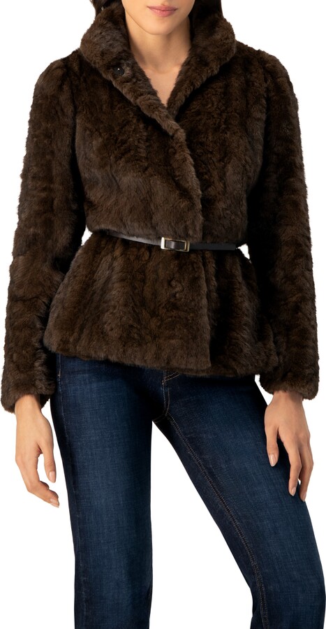 IVONNE Plush Belted Fake Fur Coat