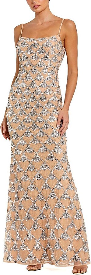 Mac Duggal Sleeveless Scoop Neck Rhinestone Embellshed Gown