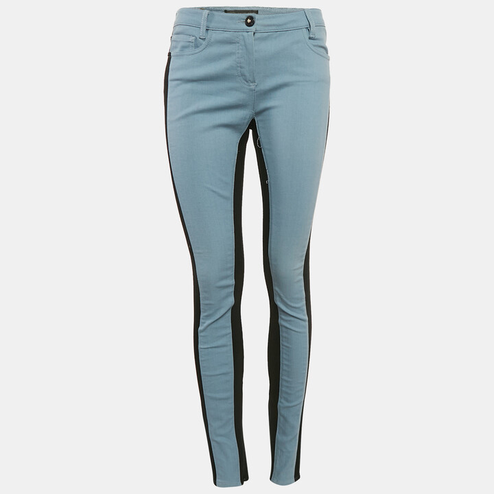 Versace Blue/Black Denim and Cotton Skinny Jeans M Waist 28"