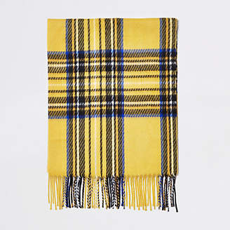 River Island Yellow and blue check scarf