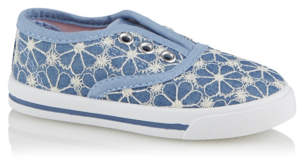George Blue Floral Embroidered Canvas Shoes