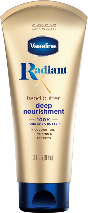 Vaseline Radiant X Deep Nourishment Women's Hand Butter 100% Pure Shea Butter Dry Skin, 3.4 oz