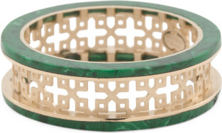 TJMAXX 14Kt Gold Malachite Open Band Ring For Women