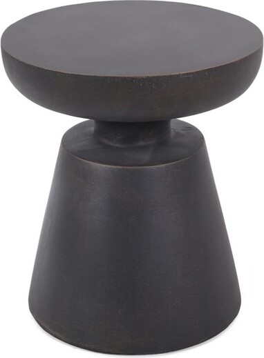 GulchesCopperLightweightConcreteOutdoorAccentSideTableHalfSphereTopSolidPedestalIndoorOutdoorTable