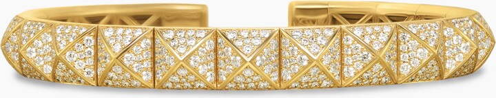 David Yurman Pyramid Cuff Bracelet in 18K Yellow Gold with Diamonds | Women's | Size M
