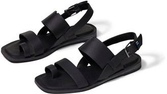 Toms Black Leather Freya Women's Sandals